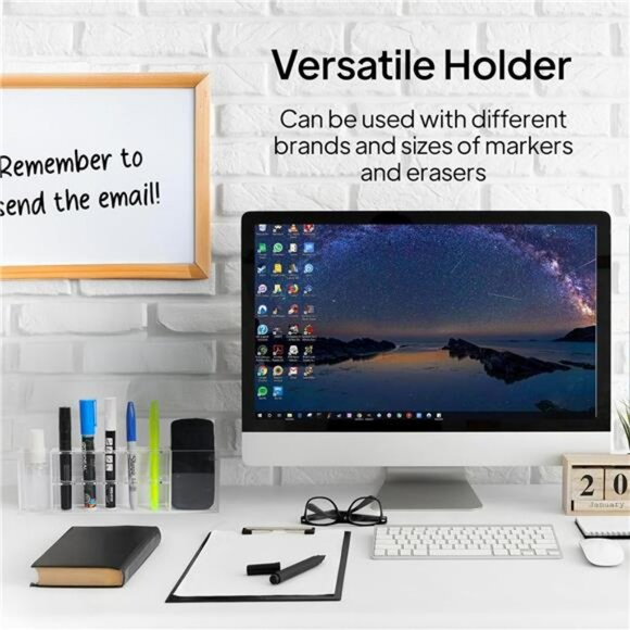 Magnetic Dry Erase Marker Holder Acrylic Whiteboard Pen Organizer for Office Sch - Picture 6 of 8